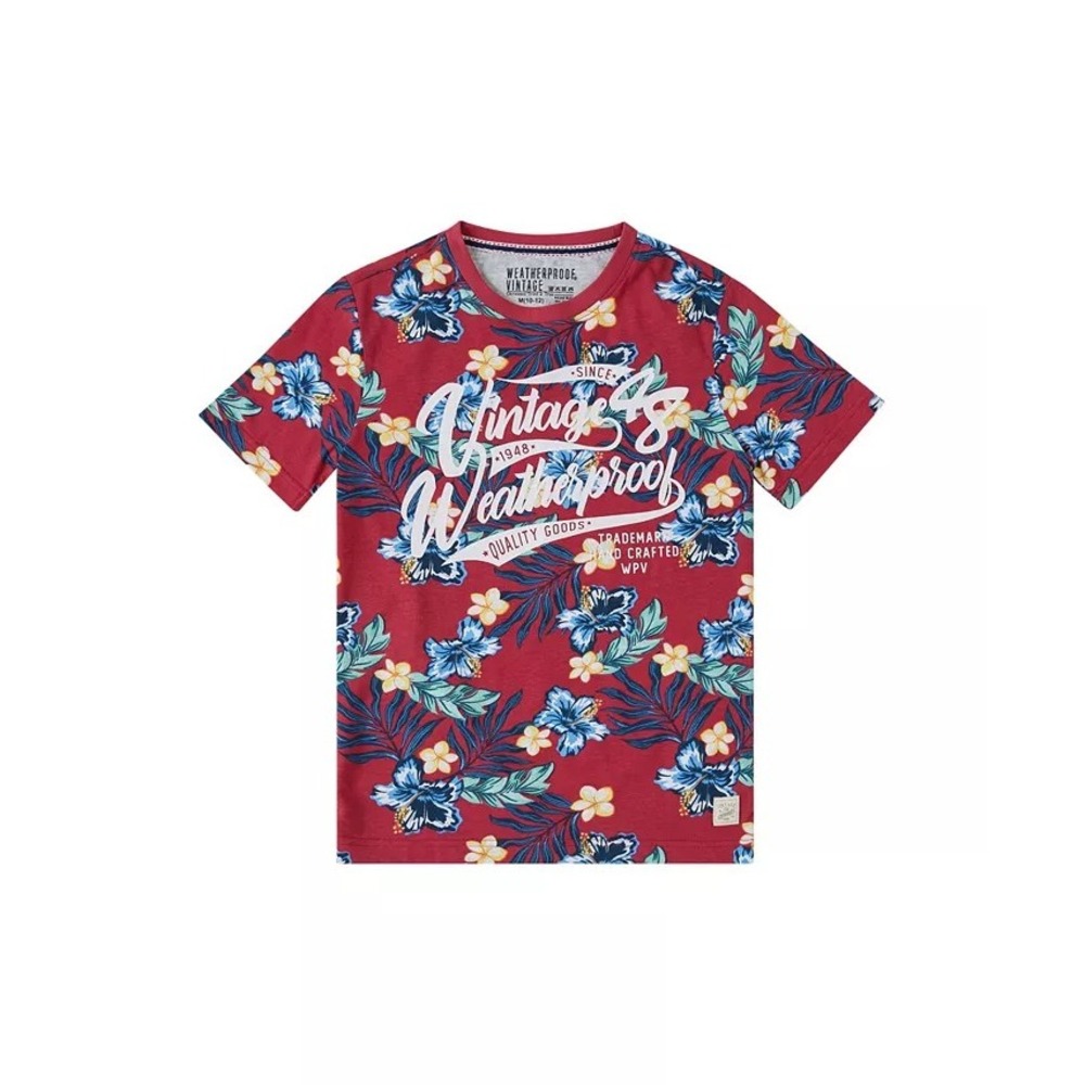 WeatherProof Vintage Graphic Print Boys M (10-12) Tee Shirt Red